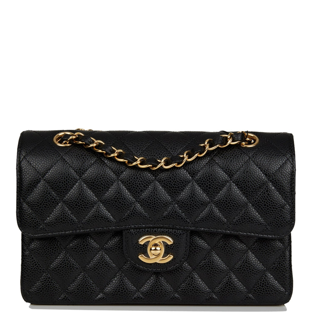 Chanel Classic Double Flap Quilted Caviar Gold-tone Medium Black