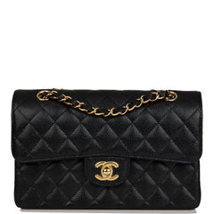 Chanel Small Classic Double Flap Black Caviar Gold Hardware
