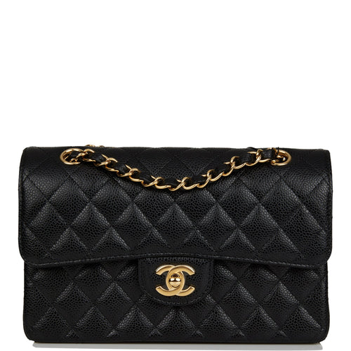 Chanel Small Classic Double Flap Black Caviar Gold Hardware