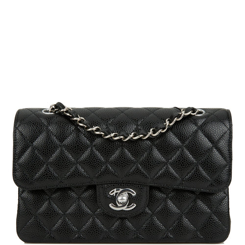 Chanel Small Classic Double Flap Black Caviar Silver Hardware