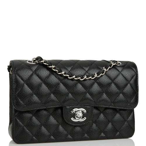 Chanel Small Classic Double Flap Black Caviar Silver Hardware