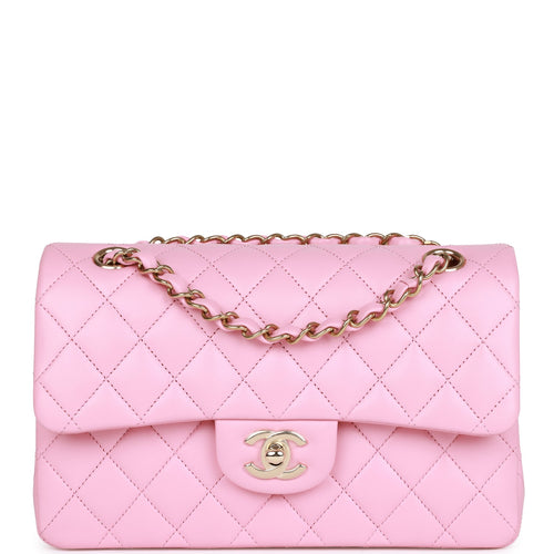 Chanel Small Classic Double Flap Pink Lambskin Light Gold Hardware
