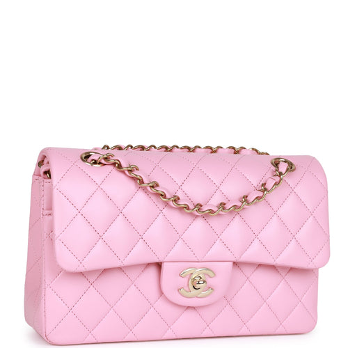 Chanel Small Classic Double Flap Pink Lambskin Light Gold Hardware