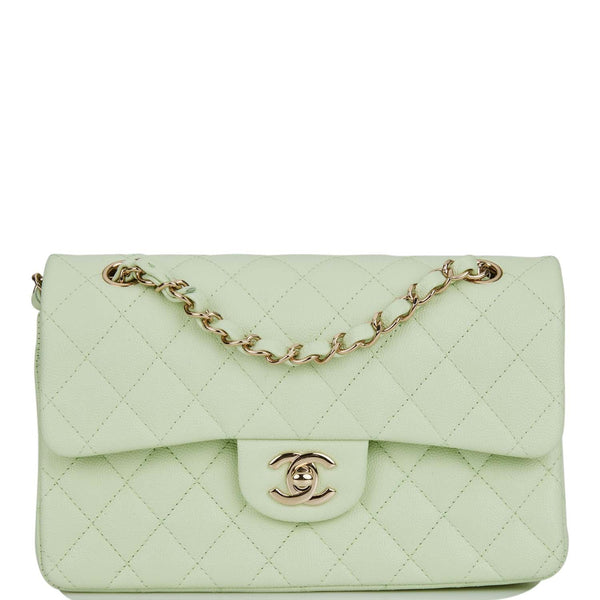 Chanel Small Classic Double Flap Light Green Caviar Light Gold Hardwar – Madison  Avenue Couture