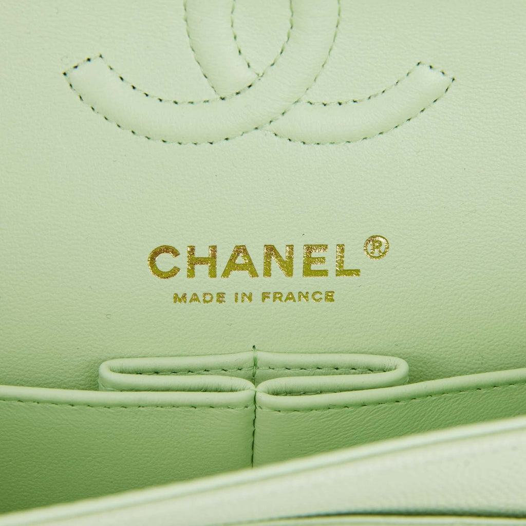 Chanel Small Classic Double Flap Light Green Caviar Light Gold Hardwar – Madison  Avenue Couture