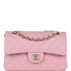 Chanel Small Classic Double Flap Bag Pink Caviar Light Gold Hardware