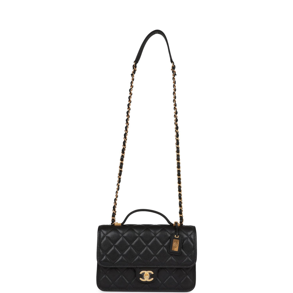 Chanel Vintage Top Handle Flap Bag Patent Small Black 4023310