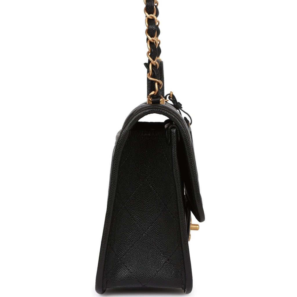 Chanel Classic Pouch with Handle Black Iridescent Caviar Gold Hardware –  Madison Avenue Couture