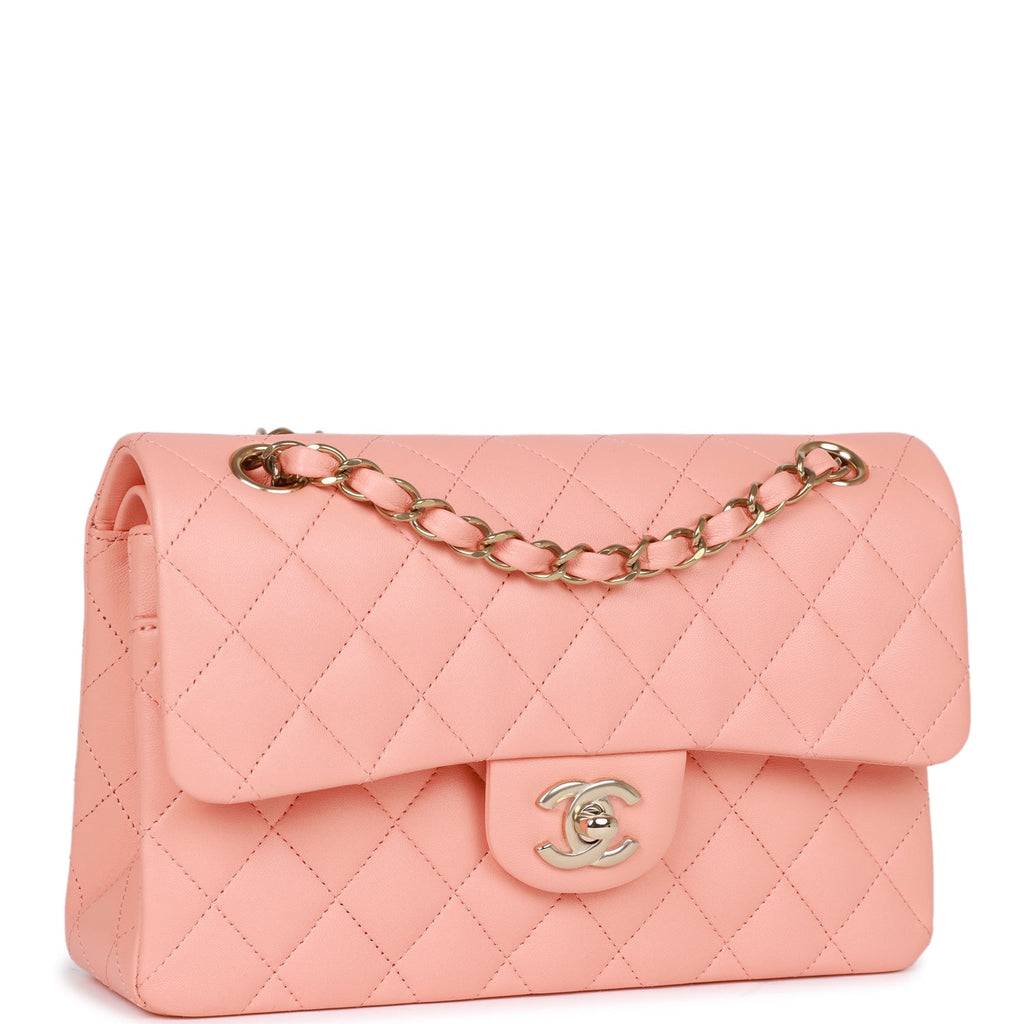 Chanel Small Classic Double Flap Pink Lambskin Light Gold Hardware