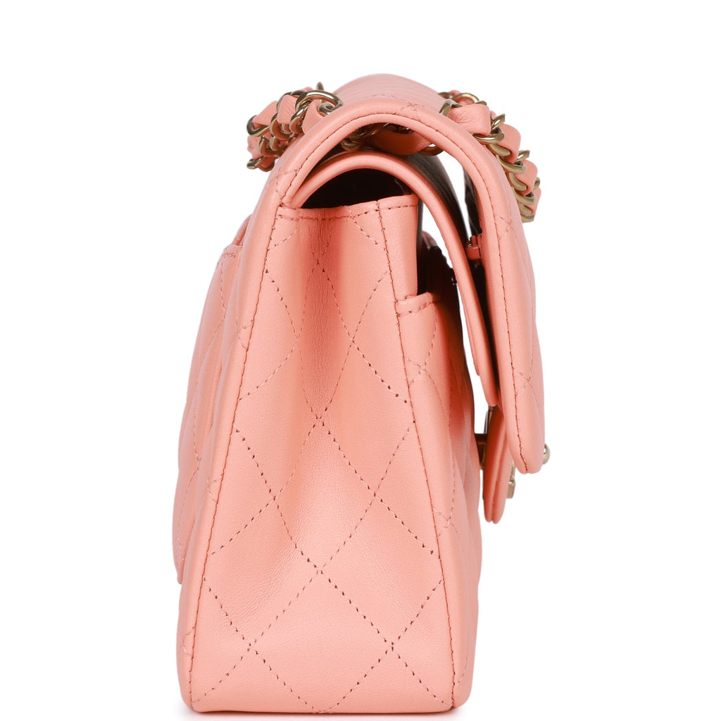 gold chanel pink bag