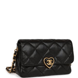Chanel Heart Small Flap Bag Black Lambskin Antique Gold Hardware