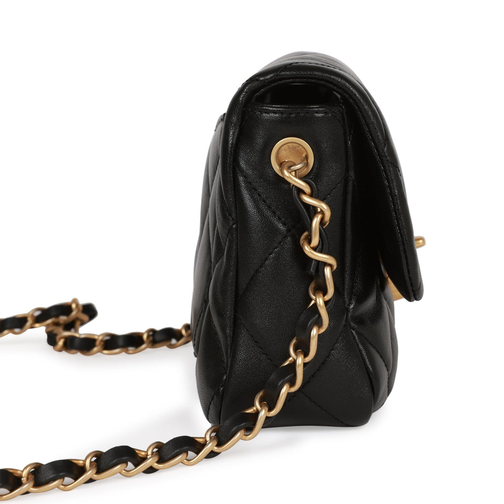 Chanel Heart Small Flap Bag Black Lambskin Antique Gold Hardware