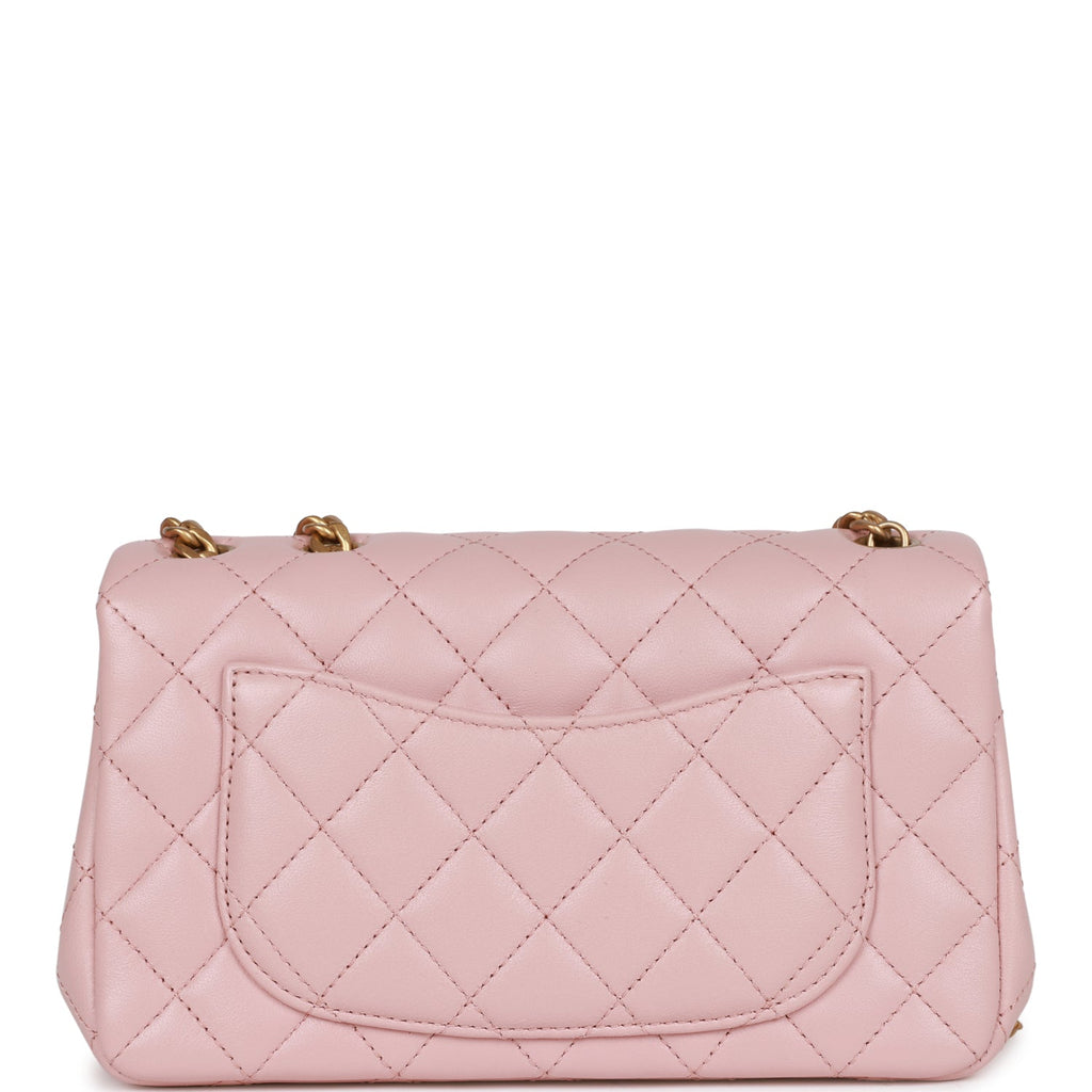 Chanel Camellia Crush Mini Rectangular Flap Rose Clair Lambskin Antiqu –  Madison Avenue Couture