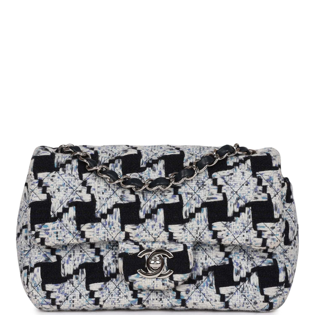 Pre-owned Chanel Mini Rectangular Flap Bag Blue Tweed Silver Hardware –  Madison Avenue Couture