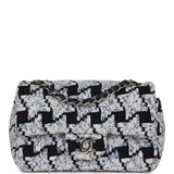 Pre-owned Chanel Mini Rectangular Flap Bag Blue Tweed Silver Hardware