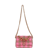 Chanel Small Elegant Chain Flap Bag Pink and Beige Tweed Gold Hardware