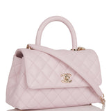 Chanel Small Coco Handle Flap Bag Light Pink Caviar Light Gold Hardware