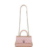 Chanel Small Coco Handle Flap Bag Pink Iridescent Caviar Silver Hardware