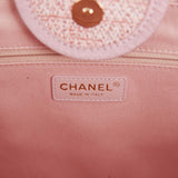 Chanel Large Deauville Shopping Bag Pink Lurex Gold Hardware