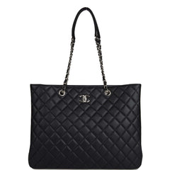 Chanel Timeless Tote Bag Black Calfskin Silver Hardware