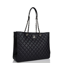 Chanel Timeless Tote Bag Black Calfskin Silver Hardware