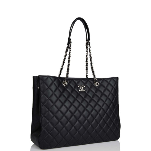CHANEL beige and black 2021 21P RAFFIA DEAUVILLE LARGE Shopping