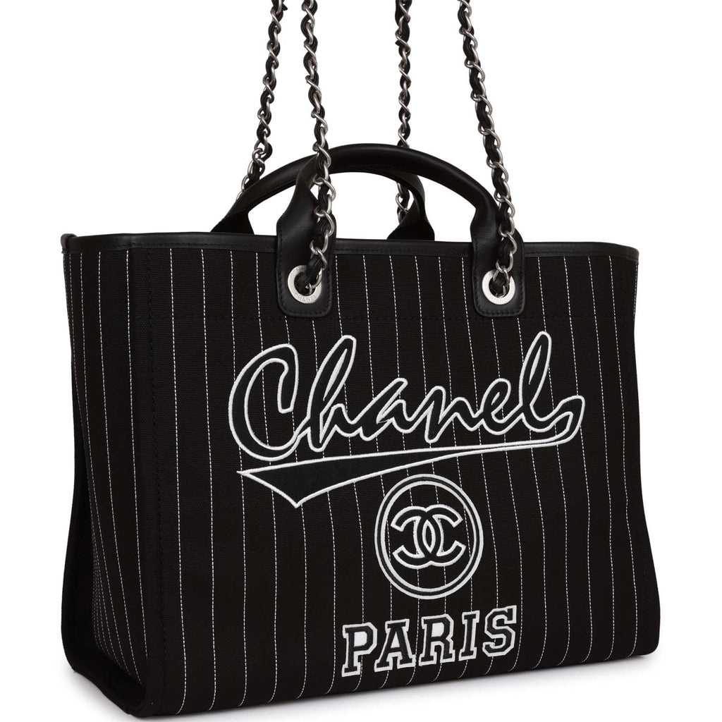 Chanel Rainbow Black Tweed Deauville Tote Gold Hardware, 2022-2023 (Like New), Black/Pink Womens Handbag