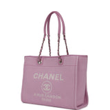 Chanel Small Deauville Shopping Bag Pink Boucle Light Silver Hardware