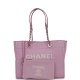 Chanel Small Deauville Shopping Bag Pink Boucle Light Silver Hardware