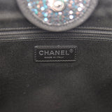 Chanel Large Deauville Shopping Bag Black Sequin Boucle Silver Hardware