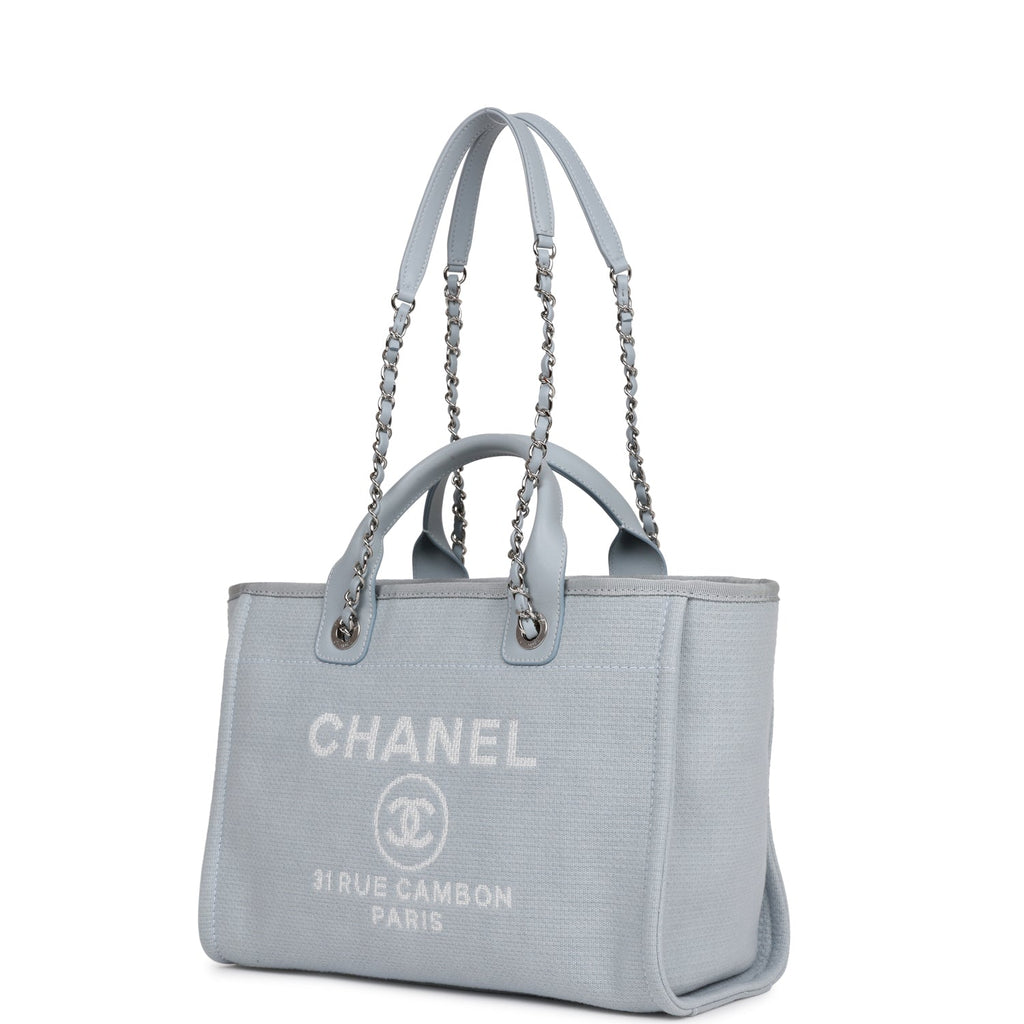 Chanel Deauville Canvas Sequin Tote Bag Dark Gray