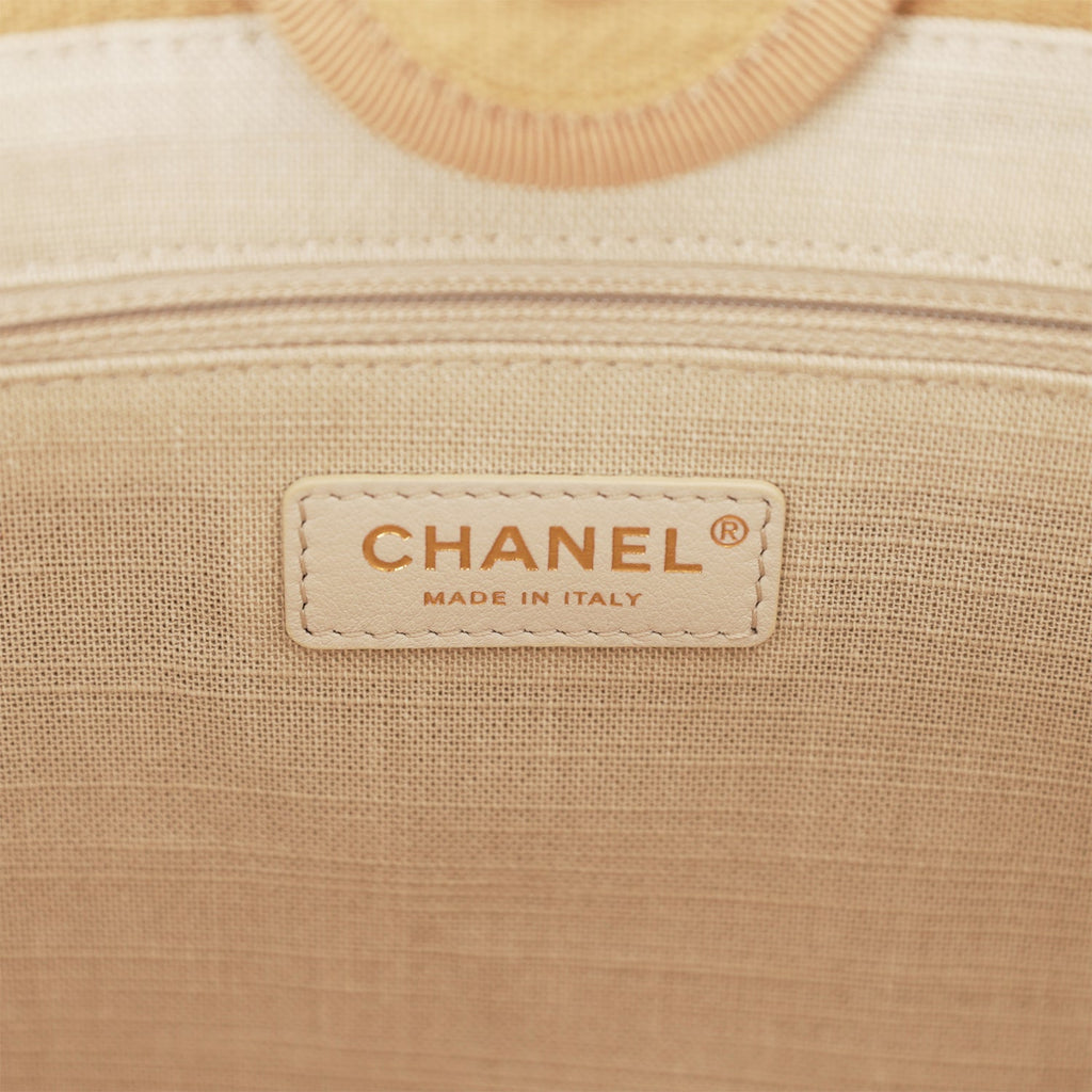 Chanel Large Deauville Shopping Bag Multicolor Viscose Light Gold Hardware