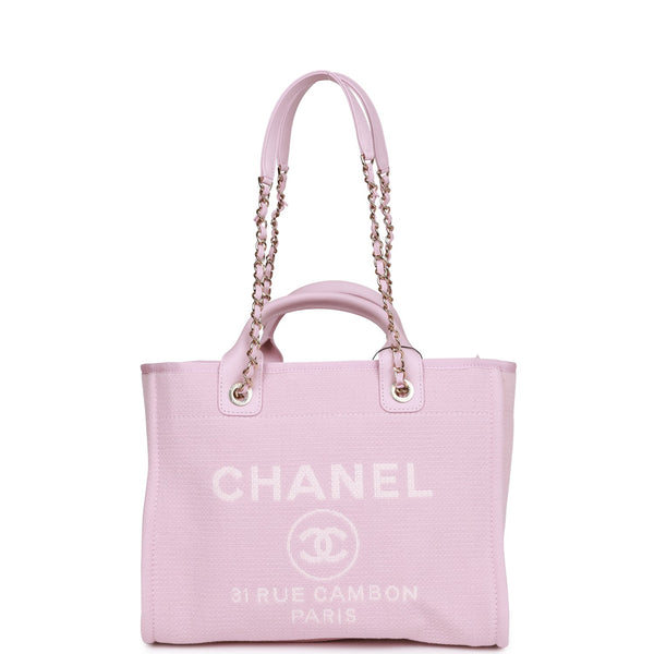 Chanel Small Deauville Shopping Bag Pink Boucle Light Gold Hardware –  Madison Avenue Couture