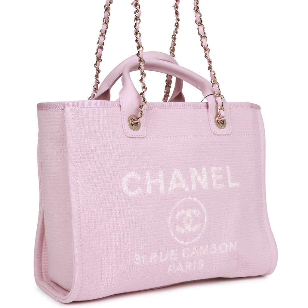 Chanel Pink Canvas and Leather Large Deauville Shopper Tote Chanel