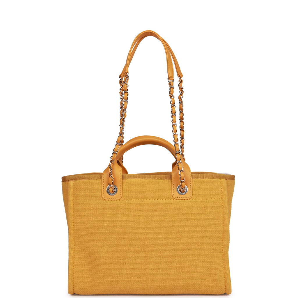 CHANEL Woven Straw Raffia Large Deauville Tote Yellow 115002