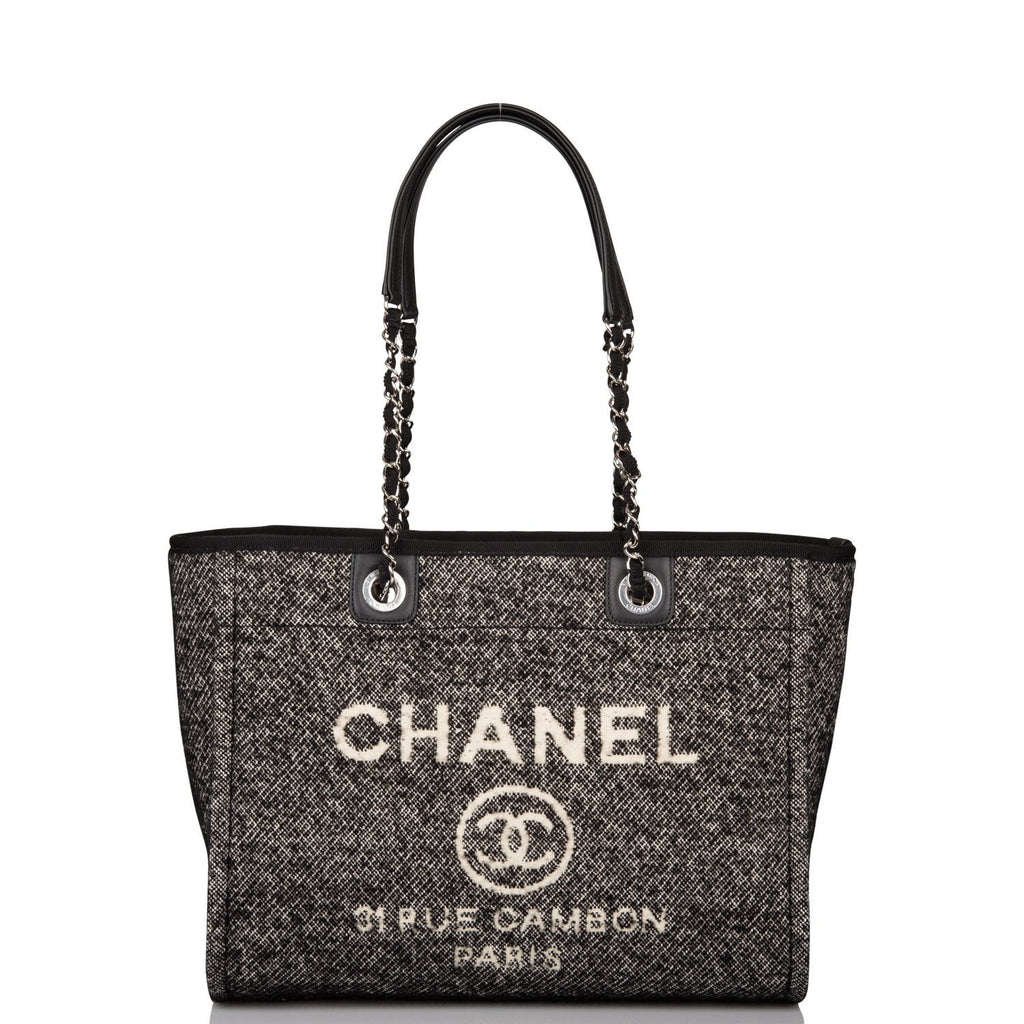Chanel Small Deauville Shopping Bag Black Canvas and Calfskin Light Go –  Madison Avenue Couture