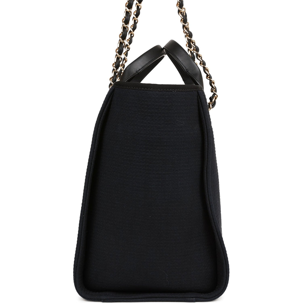 Large shopping bag, Mixed fibers, calfskin & gold-tone metal, blue —  Fashion | CHANEL
