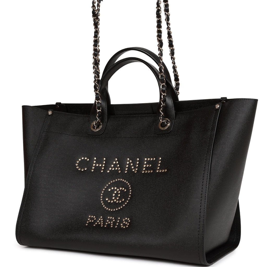 Chanel Black Canvas Small Deauville Tote Bag - Yoogi's Closet