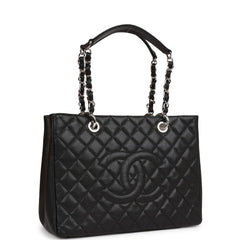 Chanel Grand Shopping Tote (GST) Bag Black Caviar Silver Hardware