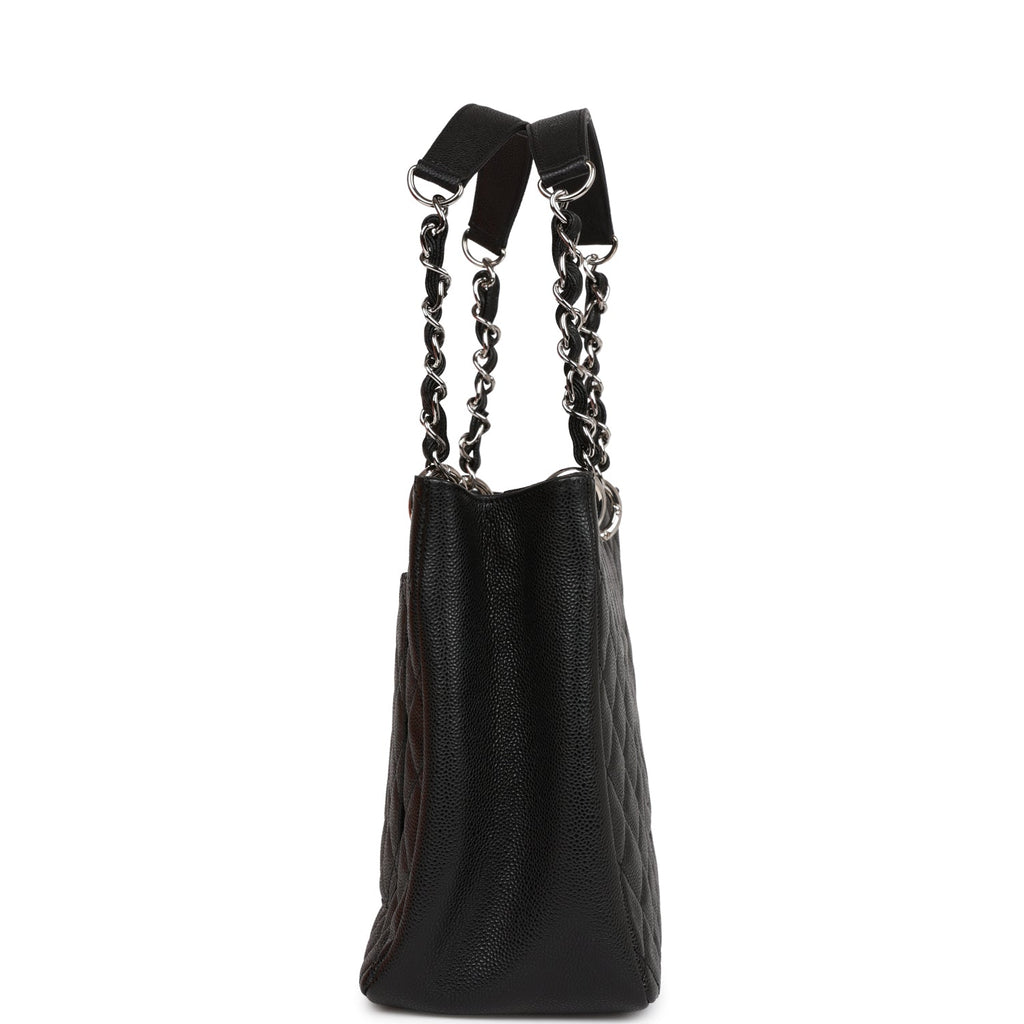 Chanel Grand Shopper Tote Bag Black Caviar Leather - Silver