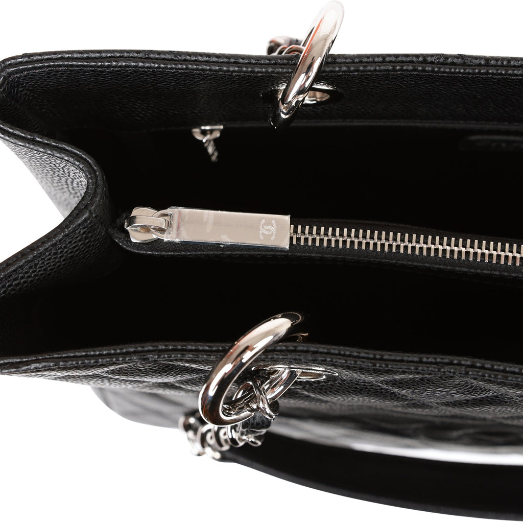 Chanel Grand Shopping Tote (GST) Bag Black Caviar Silver Hardware
