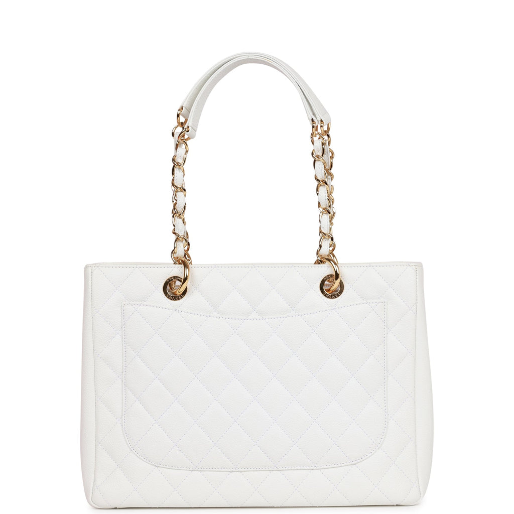 CHANEL Grand Shopping GST Caviar Leather Tote Bag White