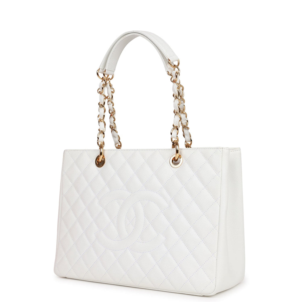 Chanel Grand Shopping Tote (GST) Bag White Caviar Gold Hardware