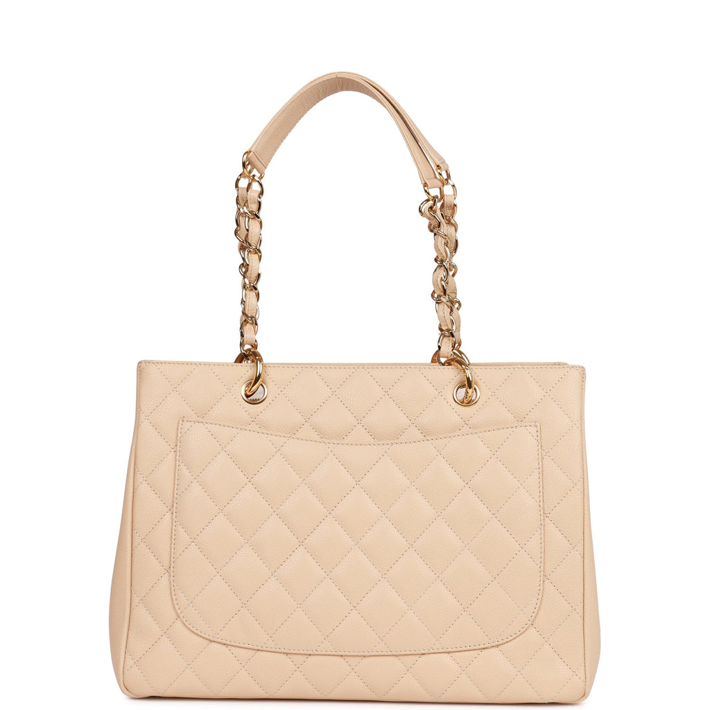 Chanel Grand Shopping Tote (GST) Bag Beige Caviar Gold Hardware