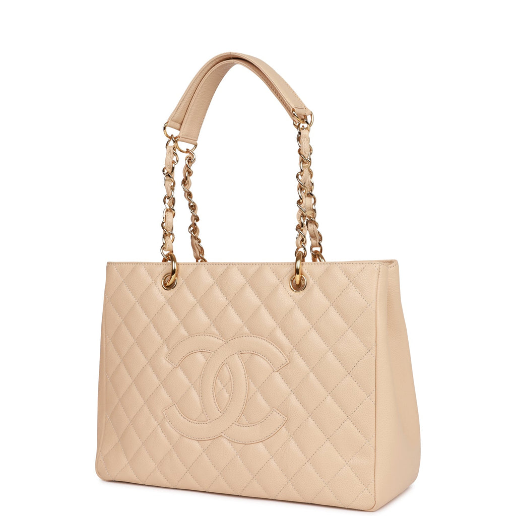 Chanel Shopping Tote Grand Gst 2ck0107 Beige Caviar Leather Shoulder Bag, Chanel