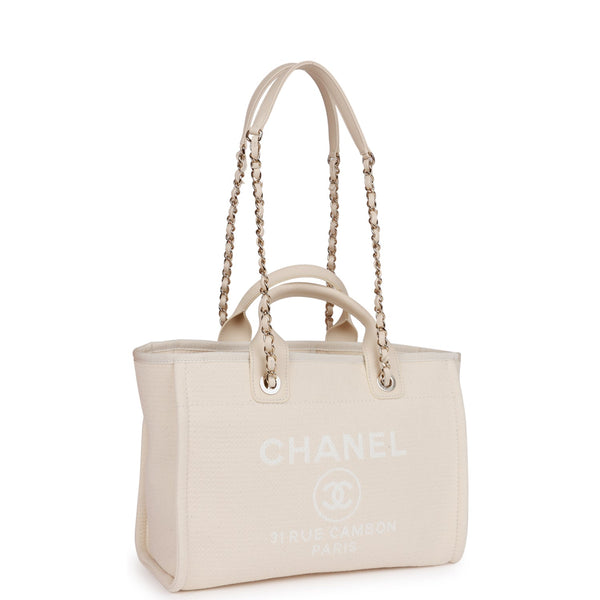 Chanel Small Deauville Shopping Bag White Boucle Light Gold Hardware –  Madison Avenue Couture