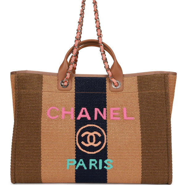Chanel Large Deauville Shopping Bag Multicolor Viscose Light Gold Hard – Madison  Avenue Couture