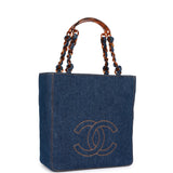Vintage Chanel CC Denim Tote Bag