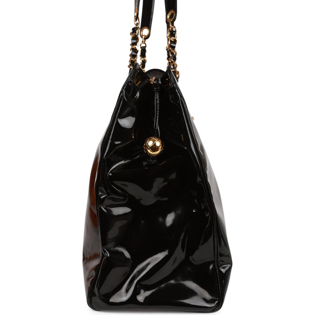 Vintage Chanel Supermodel Weekender Tote Bag Black Patent Gold Hardwar –  Madison Avenue Couture