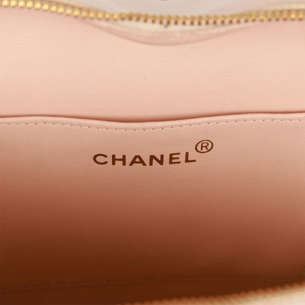 Vintage Chanel Heart Vanity Bag Beige and Black Patent Antique Gold Ha –  Madison Avenue Couture